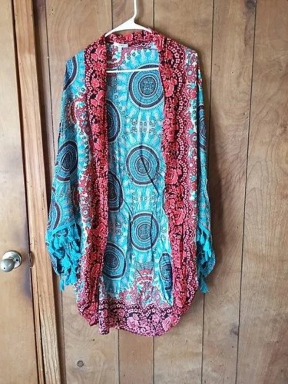 Jodifl Women’s Open Front Kimono Cardigan Size M Multicolor Boho Rayon